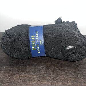 Polo Ralph Lauren 6-Pair Quarter Crew Black Socks Gray Pony Men's Size 6 - 12.5